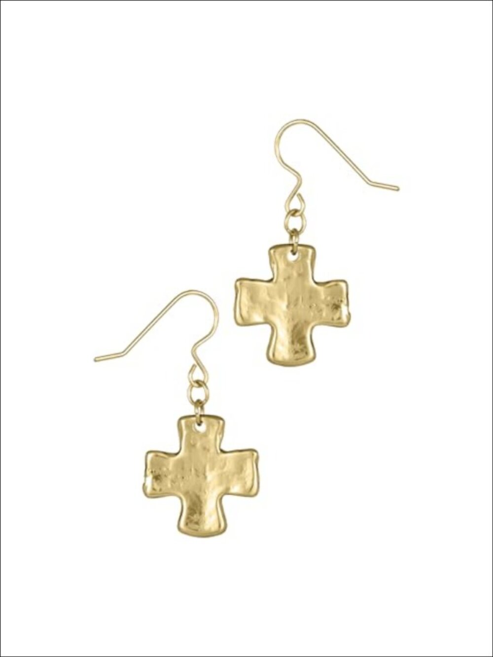 Chunky Cross Dangle Earrings Waterproof PVD Plated Brass Drop